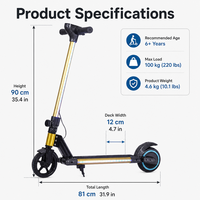 Trottinette électrique à deux roues pour enfants DomeRide, populaire pour les activités de plein air, en alliage d'aluminium avec batterie au lithium