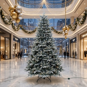 Luxury Pre-Lit Artificial Flocked <b>Christmas</b> <b>Tree</b> Incandescent Warm <b>White</b> Lights Eco-Friendly Indoor Holiday <b>Decoration</b> - Product Image 4