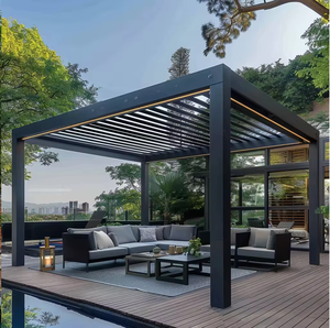 Pergola de jardin en aluminium de haute qualité, auvent pare-<span class=keywords><strong>soleil</strong></span> imperméable avec toit à lamelles, pergola extérieure 20x12 - Product Image 6