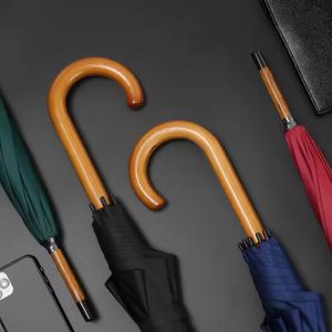 Paraguas de Viaje para Adultos con Logotipo Personalizado, 8 Varillas, Mango de Madera, Diseño Clásico, Semi-Automático, Estilo Recto, con Tela Pongee - Product Image 4