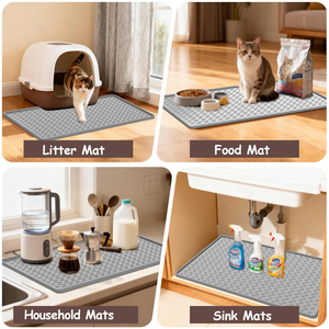 Tapis anti-dérapant pour litière de chat en silicone de qualité alimentaire, facile à nettoyer, imperméable, pour usage intérieur, design personnalisé disponible - Product Image 4