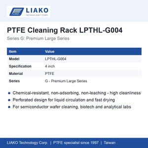 PTFE Cleaning <b>Rack</b> 4 Inch Premium Large Series <b>G</b> Wafer Cleaning Basket LPTHL-G004 - Product Image 2