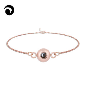 Bracelets à breloques personnalisés avec projection d'image, faits à la main, en acier inoxydable plaqué or 18 carats, tendance, unisexe, <span class=keywords><strong>breloque</strong></span> « Je pense à toi » - Product Image 3