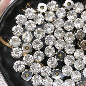 Strass à une seule ouverture pour oreille, 6-10mm, en verre rond, effet diamant, creux, à coudre à la main, pour accessoires de robe de mariée - Product Image 1