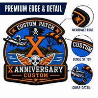 Écusson brodé Skydive Anniversaire Pirate Skull Wings X personnalisé thermocollant et auto-agrippant pour veste, gilet, sac, chapeau