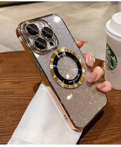 Pour <span class=keywords><strong>iPhone</strong></span> 16 15 13 pro max papier pailleté dégradé transparent magnétique étui de protection galvanoplastie <span class=keywords><strong>loupe</strong></span> couverture - Product Image 6