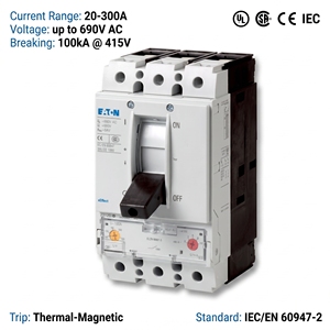 Disjoncteur à boîtier moulé (MCCB) série NZM NZMH2-4-A100-AS 100A 4P 400V CE CCC ISO pour l'automatisation industrielle - Product Image 1