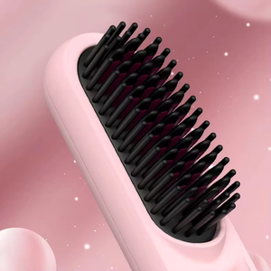 Lisseur de cheveux personnalisé, peigne lisseur de cheveux en céramique ionique, alimentation électrique par batterie USB, utilisation domestique, hôtel, plastique - Product Image 6