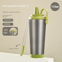 Nouvelle Tasse Thermos en Titane Pur 710 ml 2026 – Conception Cylindrique Double Paroi Sous Vide, Simplicité Moderne Haut de Gamme, Maintien Thermique 12-24 Heures