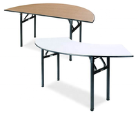 Table de banquet robuste pliable avec pieds en acier, plateau en contreplaqué, revêtement en PVC blanc, mobilier modulaire pour événements