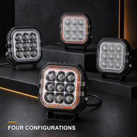 Projecteur de travail LED 45W, carré 3,78 pouces, faisceau spot blanc ambre, IP67, 10-30V DC, 3614lm, pour camion, SUV, tout-terrain, conduite, 12V 24V, jaune