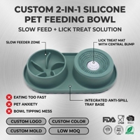 Gamelle pour chien en silicone de qualité alimentaire, gamelle anti-glouton avec labyrinthe anti-étouffement et base à forte ventouse pour chiens et chats à manger rapidement