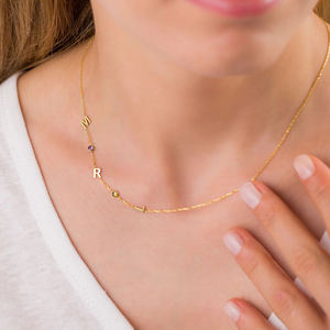 EManco Collana con Ciondolo Laterale Personalizzabile con Nome e Pietra Portafortuna in Acciaio Inossidabile, 26 Lettere, per <span class=keywords><strong>Bambini</strong></span> e Donne, Ideale per Dropshipping - Product Image 4