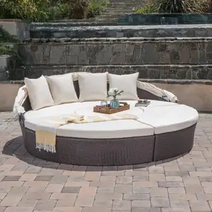 Patio Wicker Chaise Lounge Set Pool Furniture Sunbed Outdoor Rattan Sun Lounger Carton Modern Garden Daybeds With Cushions