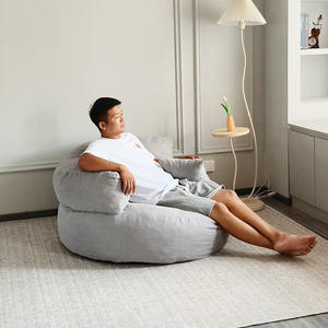 Canapé pouf Han Doubao gris clair avec rembourrage en mousse, housse amovible, extra doux, siège pour adulte, salon - Product Image 1