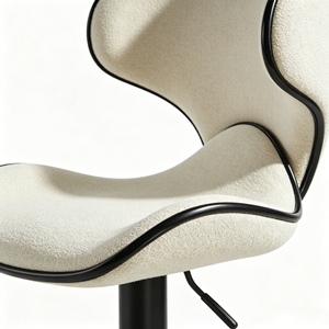 Tabouret de bar moderne en tissu avec base en métal noir, hauteur réglable, design contemporain, chaise de bar pour la maison - Product Image 6