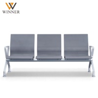 Banc d'attente triple moderne en PU pour aéroport, 3 places, avec structure métallique, idéal pour hôpital, gare, centre commercial et extérieur