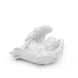 批发树脂可爱的孩子天使翅膀雕像可爱婴儿睡眠 cherub 雕像