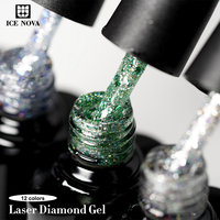 ICE NOVA Vernis Gel Laser Brillant Effet Diamant Rouge Rose Doré Soak Off Scintillant pour Printemps Été Vernis UV Sans HEMA