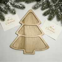 Plateau de service en bois pour desserts, motif sapin de Noël, écologique, pour fêtes