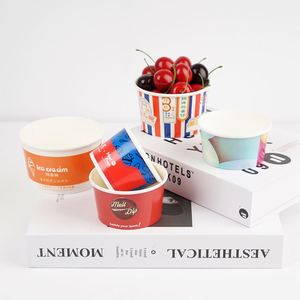 Vasos de Papel para Helado y Postres Desechables, Ecológicos y Degradables, Personalizados al por Mayor, de 3/4/5/8/9/10/18 oz, con Tapas - Product Image 4