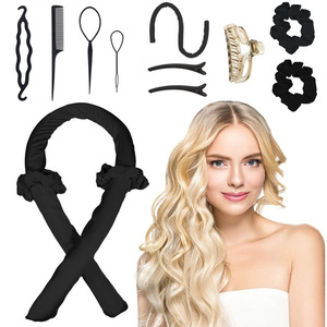 Ensemble de rouleaux à cheveux sans chaleur, finition satinée en forme de U pour femmes paresseuses, grandes boucles ondulées, aucun repassage requis - Product Image 1