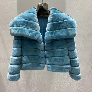 Abrigos de piel de conejo Rex para mujer de invierno personalizados ropa femenina chaqueta de piel auténtica - Product Image 3