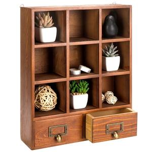 <span class=keywords><strong>Étagère</strong></span>s de présentation <span class=keywords><strong>Art</strong></span> <span class=keywords><strong>déco</strong></span> en bois autoportantes de 16.5 pouces, boîte d'ombre à 9 compartiments, 2 tiroirs pour le rangement du salon - Product Image 1