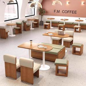 Combinazione Tavolo e Sedie per <span class=keywords><strong>Ristorante</strong></span>, Area Personalizzata a Muro per Pasticceria, Panca Lunga per Caffetteria - Product Image 2