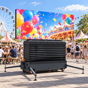 Affichage LED extérieur P3 résistant au vent sur roues, panneau LED mobile et réutilisable pour la location d'événements, festivals, carnavals et fêtes en plein air - Product Image 1