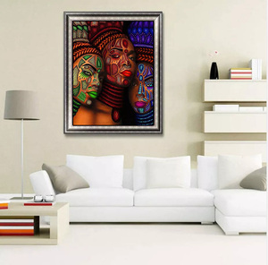 Pintura de Diamantes 5D DIY al por Mayor, <span class=keywords><strong>Punto</strong></span> de <span class=keywords><strong>Cruz</strong></span>, Tres Mujeres Africanas, Mosaico, Cuadro Decorativo para Pared del Hogar, Arte - Product Image 2