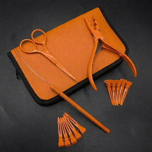 Kit d'outils pour extensions de cheveux en acier inoxydable : pinces, ciseaux, pinces à cheveux, aiguille à boucle, applicateur de perles, personnalisation OEM - Product Image 1