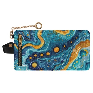 Petit portefeuille fin et portable pour cartes de crédit et cartes d'identité en PVC, avec fermeture éclair, imprimé tribal polynésien, rabat magnétique, en cuir PU, portefeuille court - Product Image 3