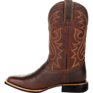 Stivaletti retrò da uomo ricamati in morbida pelle stile <span class=keywords><strong>Cowboy</strong></span> occidentale <span class=keywords><strong>stivali</strong></span> bassi Chelsea fodera in pelle scamosciata per escursioni invernali - Product Image 1