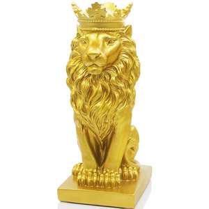 15''H Couronne <span class=keywords><strong>Roi</strong></span> <span class=keywords><strong>Lion</strong></span> Statue Style Nordique Accueil Étude Décoration Figurines à collectionner - Product Image 1