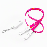 Cordon de charge sublimation 6-en-1 à succès : USB Type-C, Micro, 8 broches, PD 60W, charge rapide, logo personnalisé, porte-carte d'identité