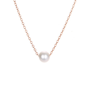 Collares de cadena de acero inoxidable chapados en oro Collar simple clásico Collar de perlas de imitación - Product Image 1