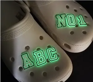 Kids glow in the dark Croc shoes charms PVC Luminous initial letters numbers Croc charms Children Croc shoes decoration