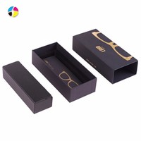 Boîte à lunettes en carton rigide haut de gamme avec logo en feuille d'or mate, écologique, recyclable, avec revêtement UV pour cadeaux