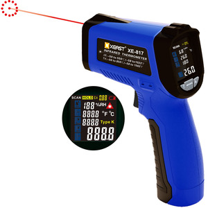 XE-817 Hot-Selling 6 1 LCD Display Infrared <b>Thermometer</b> Backlight Plastic Material Temperature Humidity Meter OEM Customizable X - Product Image 2