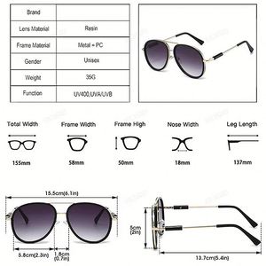 Custom Logo 2026 Fashion Vintage Men Women Double Bridges Mirror <b>Shades</b> <b>Sun</b> Glasses UV400 Big Frame Pilot Sunglasses - Product Image 4
