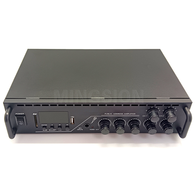 80W 2 Zone Aluminium Public Address System Digital Audio Amplifier with USB Port FM Radio Home Commercial Use