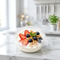 Bol en plastique rond transparent de qualité alimentaire en PET pour vente en gros, avec logo personnalisé, idéal pour la livraison et les plats à emporter