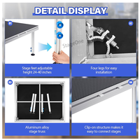 Escenario Portátil de Aluminio Plegable de Instalación Rápida sin Herramientas, 2x1M, Capacidad de Carga de 1000 kg, para Iglesia, Hotel, Eventos en Interiores y Presentaciones