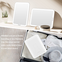 Espejo de Maquillaje LED de Escritorio MLG Personalizado OEM ODM Icon Travel, Táctil Inteligente, Regulable, Portátil, con Soporte Plegable Ajustable e Iluminado