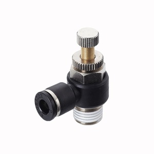 Vanne d'angle de régulation d'air, port de compression 1/4 po, joint PTFE pour fonctionnement au gaz à température normale - Product Image 1
