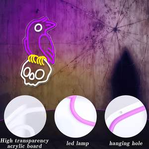 ป้ายไฟนีออนรูปหัวกะโหลก ไฟ LED สำหรับตกแต่งผนัง ปรับความสว่างได้ เหมาะสำหรับตกแต่งห้องแมนเคฟ ห้องเกมส์ หรืองานปาร์ตี้ - Product Image 4