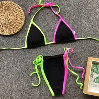 Roupa de banho personalizada sexy com tiras, nude, colorida, biquíni, natação, para o verão, férias