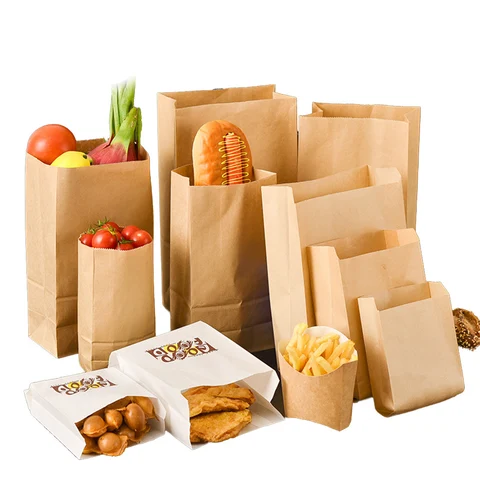 Bolsa de comida caliente bolsa de papel Kraft bolsa de comida rápida para llevar bolsa de comida para llevar biodegradable
