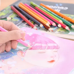 Conjunto de lápis de cor para estudantes, desenho profissional e desenho artístico com logotipo personalizado, solubilidade em água, multicoloridos